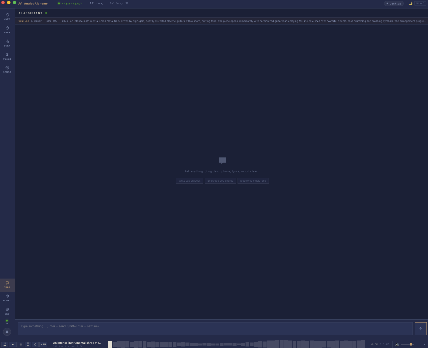 AI assistant chat with track context loaded